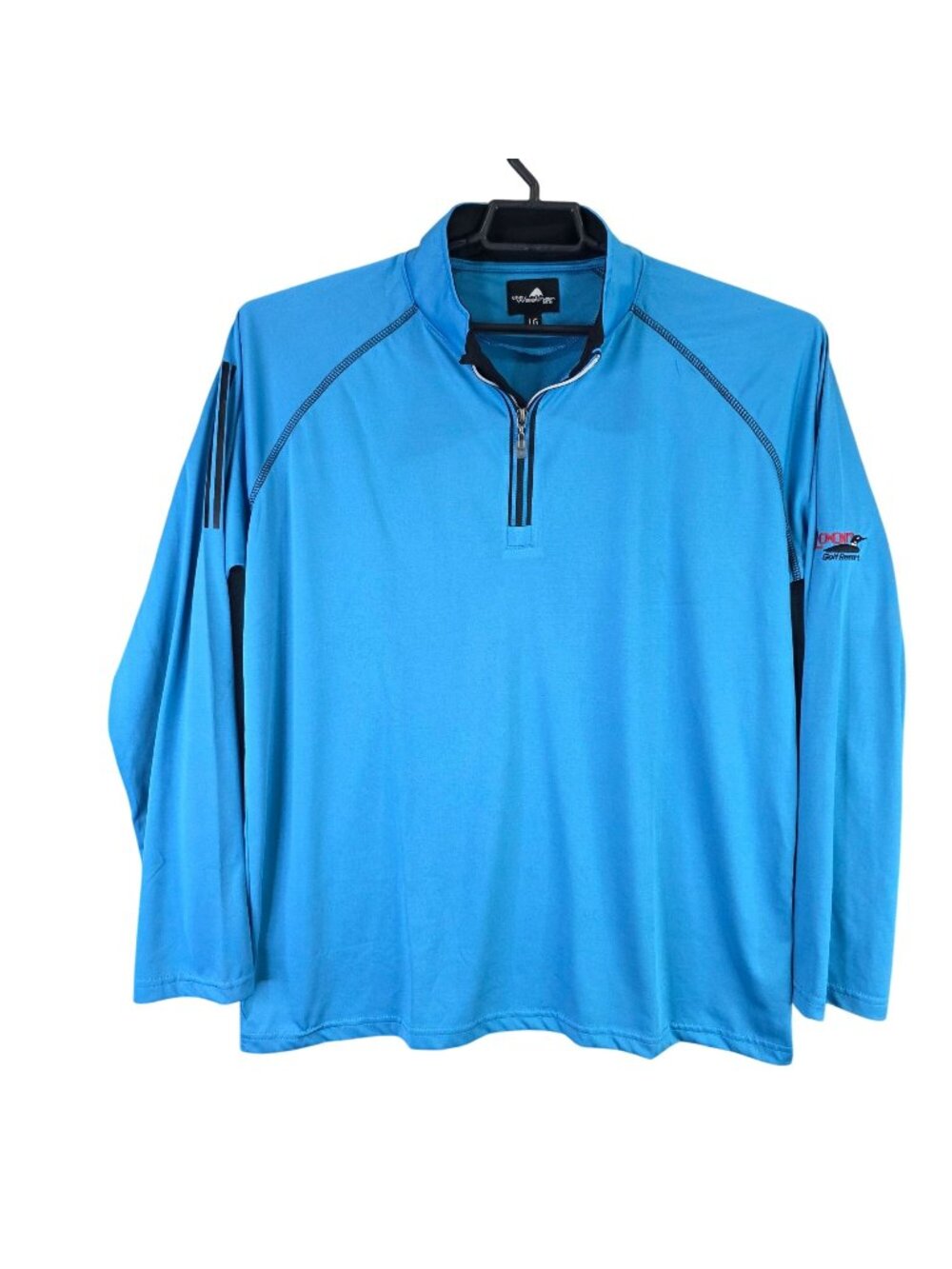 Mens The Weather Co Blue 1/4 Zip Pullover Loon Golf Resort Long Sleeve Size L